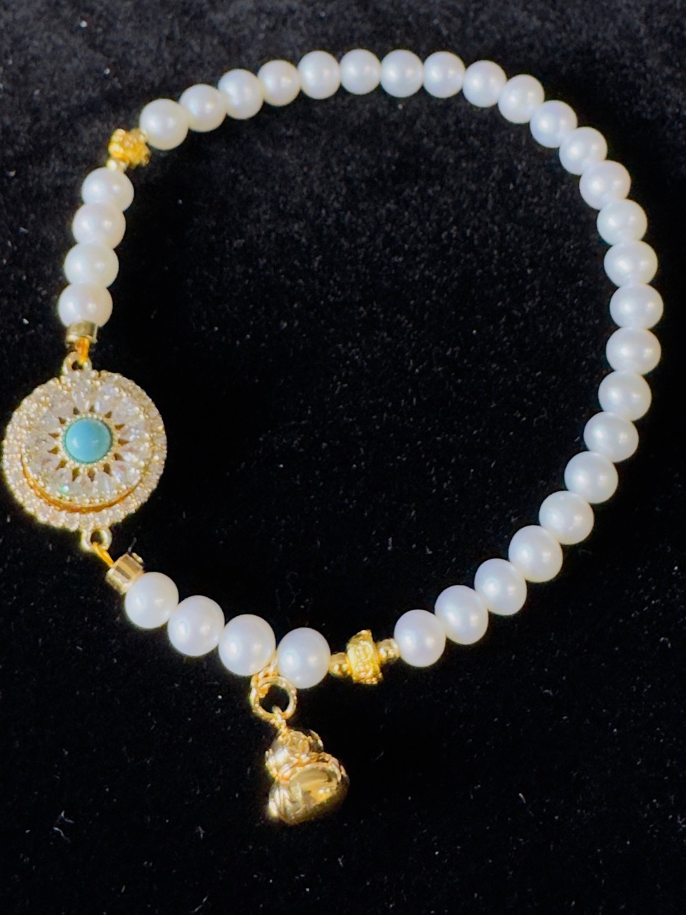 Elegant white fresh water pearl blessing bracelet